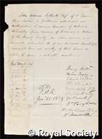 Lubbock, Sir John William: certificate of election to the Royal Society