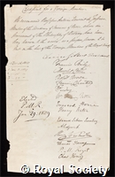 Jussieu, Antoine Laurent de: certificate of election to the Royal Society