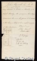 Maxwell, Sir John: certificate of election to the Royal Society