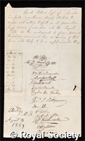 Pollock, Sir David: certificate of election to the Royal Society