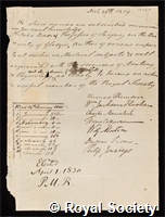 Burns, John: certificate of election to the Royal Society