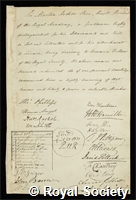 Shee, Sir Martin Archer: certificate of election to the Royal Society