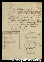 Ponsonby, William Francis Spencer, 1st Baron de Mauley: certificate of election to the Royal Society