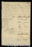 Conquest, John Tricker: certificate of candidature for election to the Royal Society