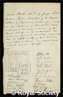 Clark, Sir James: certificate of election to the Royal Society