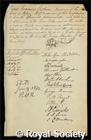 Carlini, Francesco: certificate of election to the Royal Society
