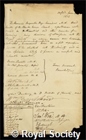 Saunders, Augustus Page: certificate of election to the Royal Society