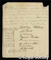 Pearson, Sir Edwin: certificate of election to the Royal Society