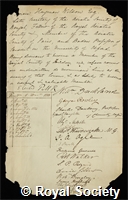 Wilson, Horace Hayman: certificate of election to the Royal Society