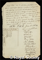 Witt, George: certificate of election to the Royal Society