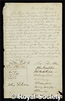 Edye, John: certificate of election to the Royal Society