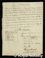 Oliveira, Benjamin: certificate of election to the Royal Society