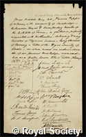 Airy, Sir George Biddell: certificate of election to the Royal Society