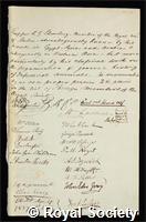 Ehrenberg, Christian Gottfried: certificate of election to the Royal Society