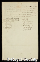 Turnor, Charles: certificate of election to the Royal Society