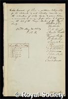 Savart, Felix: certificate of election to the Royal Society