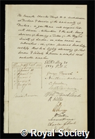 Thorp, Charles: certificate of election to the Royal Society