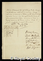 Drummond, Henry: certificate of election to the Royal Society