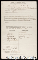 Lawson, Henry: certificate of election to the Royal Society
