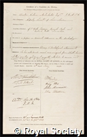 Archibald, Charles Dickson: certificate of election to the Royal Society