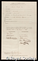 Enderby, Charles: certificate of election to the Royal Society