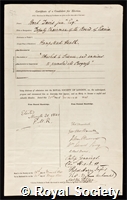 Davis, Hart: certificate of election to the Royal Society