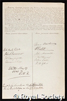 Cursetjee, Ardaseer: certificate of election to the Royal Society