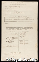 Smee, Alfred: certificate of election to the Royal Society