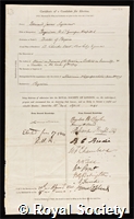 Seymour, Edward James: certificate of election to the Royal Society