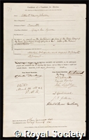 Johnson, Cuthbert William: certificate of election to the Royal Society