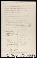 Noel-Fearn, Henry: certificate of election to the Royal Society