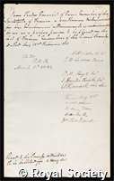 Poncelet, Jean Victor: certificate of election to the Royal Society