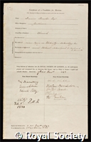 Ronalds, Sir Francis: certificate of election to the Royal Society