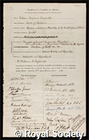 Carpenter, William Benjamin: certificate of election to the Royal Society
