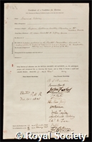 Wilson, Sir William James Erasmus: certificate of election to the Royal Society