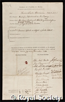 Harrison, Thomas Charles: certificate of election to the Royal Society