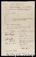 Bainbrigge, Philip: certificate of candidature for election to the Royal Society