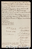 Kay, Joseph Henry: certificate of election to the Royal Society