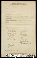 Barlow, William Henry: certificate of election to the Royal Society