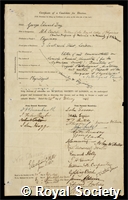Day, George Edward: certificate of election to the Royal Society