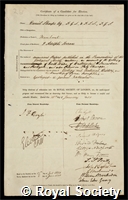 Sharpe, Daniel: certificate of election to the Royal Society