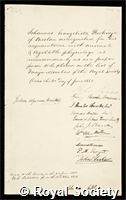 Purkyne, Johannes Evangelista: certificate of election to the Royal Society
