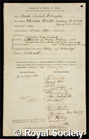 Babington, Charles Cardale: certificate of election to the Royal Society