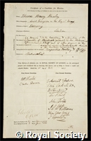 Huxley, Thomas Henry: certificate of election to the Royal Society