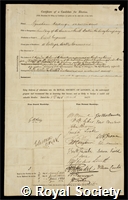 Harding, Wyndham: certificate of election to the Royal Society