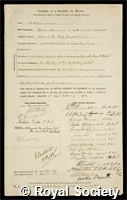 Simms, William: certificate of election to the Royal Society
