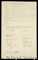 Apjohn, James: certificate of election to the Royal Society