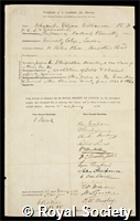 Williamson, Alexander William: certificate of election to the Royal Society