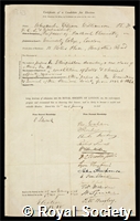 Williamson, Alexander William: certificate of election to the Royal Society