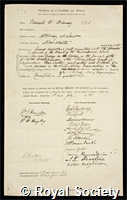 Binney, Edward William: certificate of election to the Royal Society